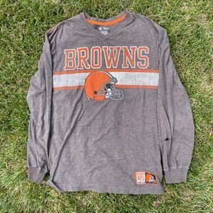 Cleveland Browns NFL Long Sleeve T Shirt Big Logo Size Medium *Hole in sleeve*